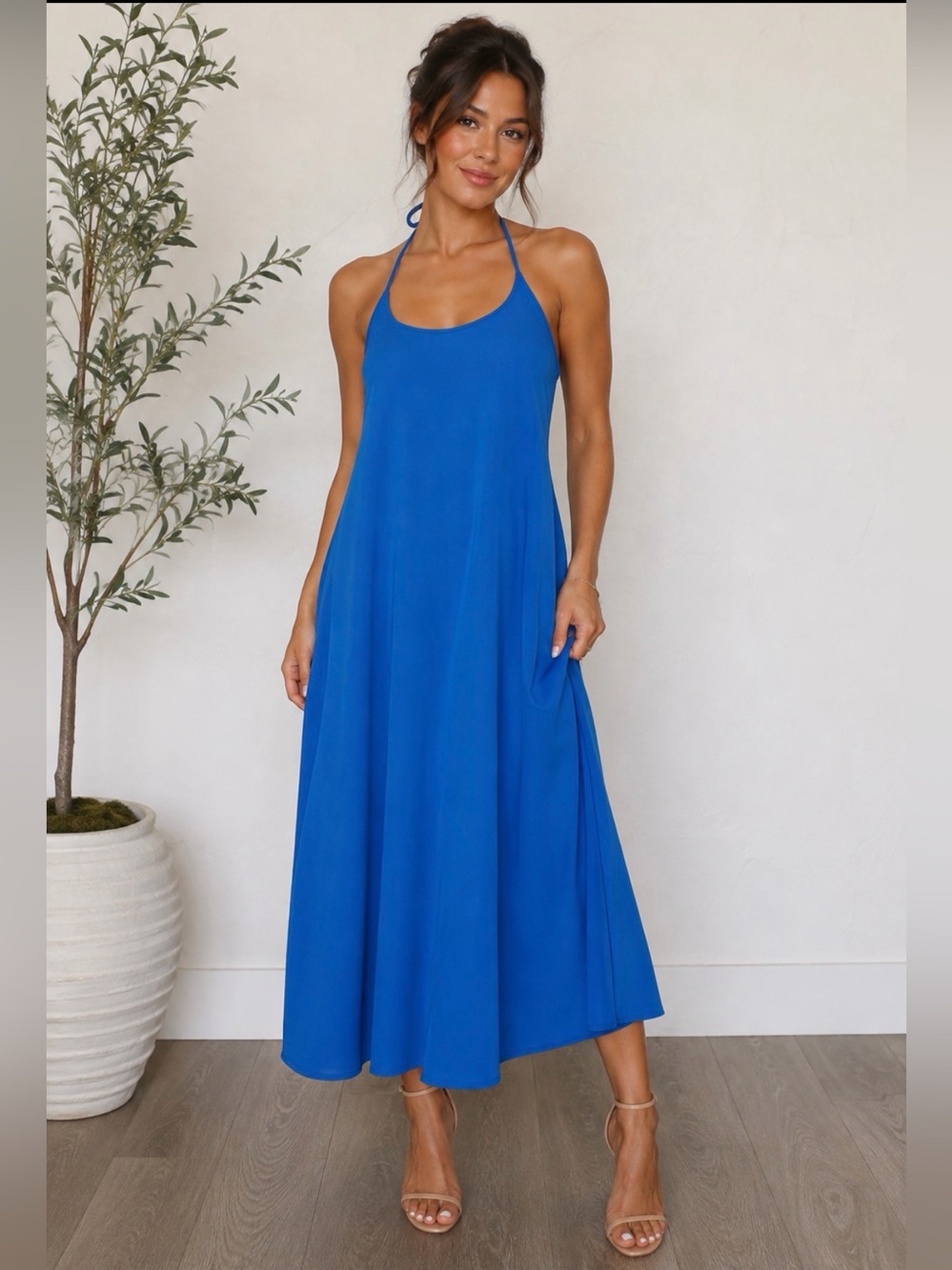 Dress Women’s Susana Monaco Blue Halter, Size Small NWT